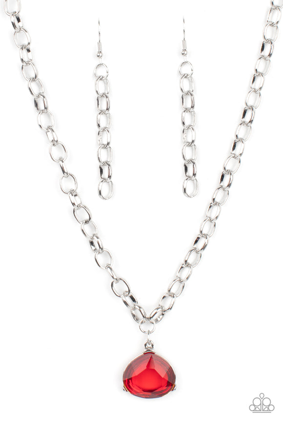 Gallery Gem-Red Necklace-Paparazzi Accessories