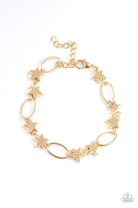 Stars and Sparks-Gold Bracelet-Paparazzi Accessories