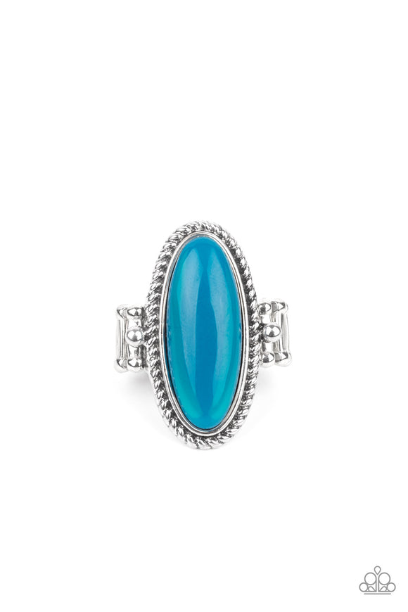 Oval Oasis-Blue Ring-Paparazzi Accessories