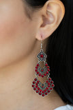 All For The GLAM-Red Earring-Paparazzi Accessories