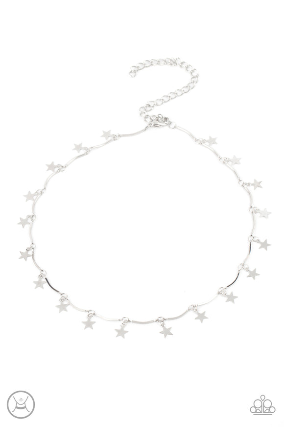 Little Miss Americana-Silver Choker Necklace-Paparazzi Accessories