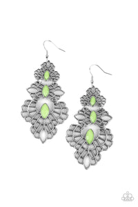 Flamboyant Frills-Green Earring-Paparazzi Accessories
