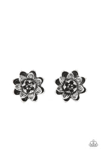 Water Lily Love-Silver Post Earring-Paparazzi Accessories