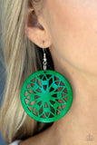 Ocean Canopy-Green Earring-Wood-Paparazzi Accessories