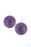 Ocean Canopy-Purple Earring-Wood-Paparazzi Accessories