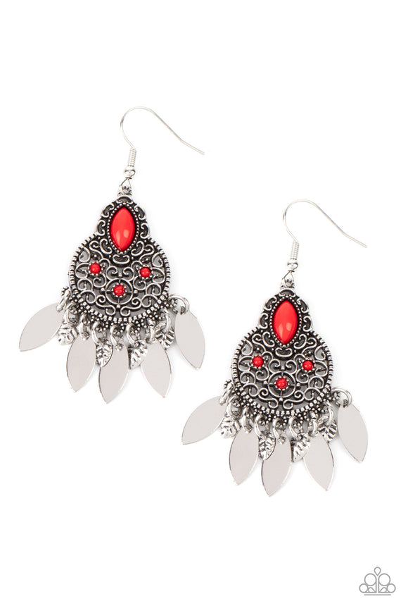 Galapagos Glamping-Red Earring-Paparazzi Accessories