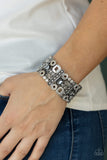 Dynamically Diverse-Silver Stretch Bracelet-Paparazzi Accessories