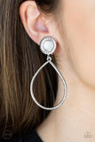 Fairytale Finish-White Clip-On Earring-Paparazzi Accessories