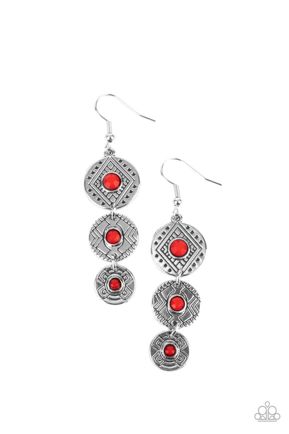Totem Temptress-Red Earring-Paparazzi Accessories