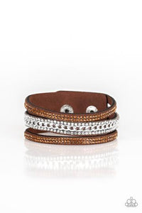 Rollin In Rhinestones-Brown Wrap Bracelet-Paparazzi Accessories.