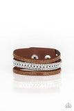 Rollin In Rhinestones-Brown Wrap Bracelet-Paparazzi Accessories.