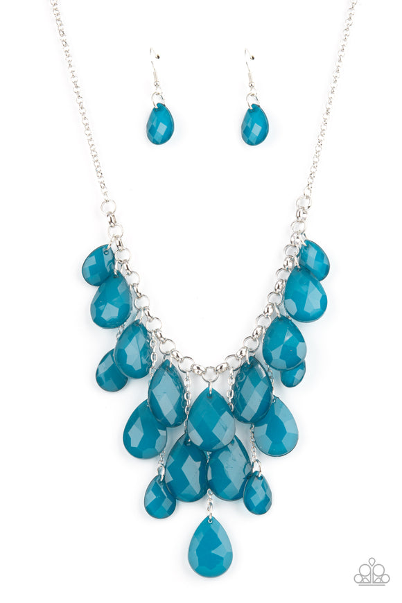 Front Row Flamboyance-Blue Necklace-Paparazzi Accessories