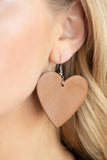 Country Crush-Brown Earring-Leather-Paparazzi Accessories
