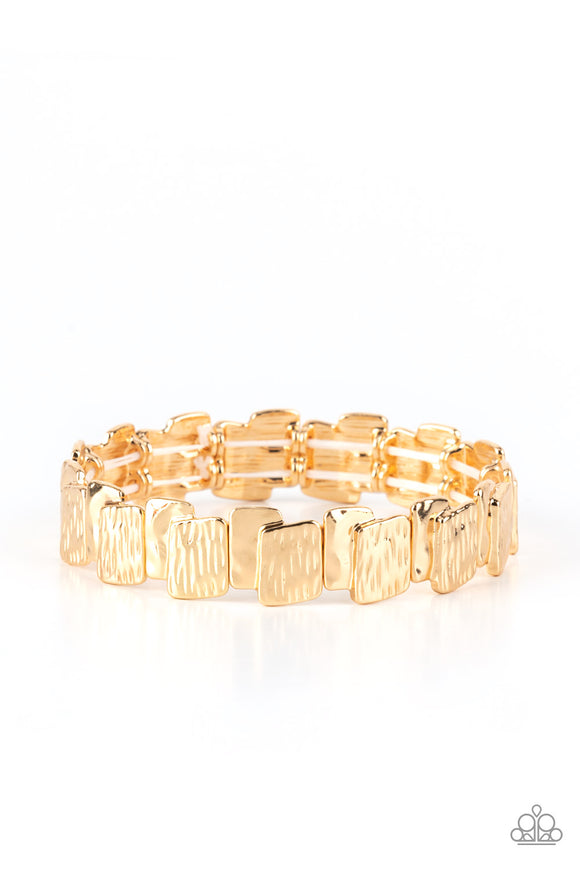 Urban Stackyard-Gold Stretch Bracelet-Paparazzi Accessories