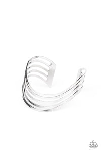 Tantalizingly Tiered-Silver Cuff Bracelet-Paparazzi Accessories