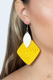 Sabbatical WEAVE-Yellow Earring-Wood-Paparazzi Accessories