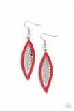 Leather Lagoon-Red Earring-Paparazzi Accessories