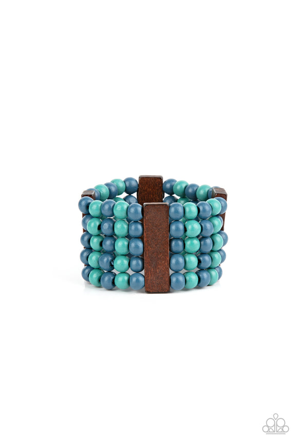 Island Soul-Blue Stretch Bracelet-Wood-Paparazzi Accessories