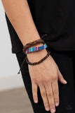 Textile Texting-Blue Urban Bracelet-Leather-Paparazzi Accessories