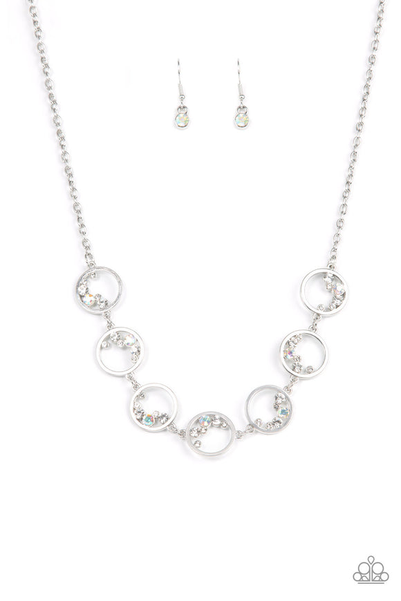 Blissfully Bubbly-White Necklace-Iridescent-Paparazzi Accessories