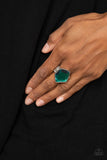 Abstract Escapade-Green Ring-Iridescent-Paparazzi Accessories