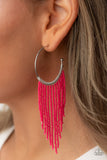 Saguaro Breeze-Pink Hoop Earring-Seed Bead-Paparazzi Accessories