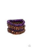 Fiji Fiesta-Purple Stretch Bracelet-Wood-Paparazzi Accessories