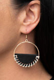 Lavishly Laid Back-Black Earring-Gold-Paparazzi Accessories