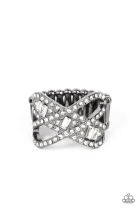 Triple Threat Twinkle-Black Ring-Paparazzi Accessories