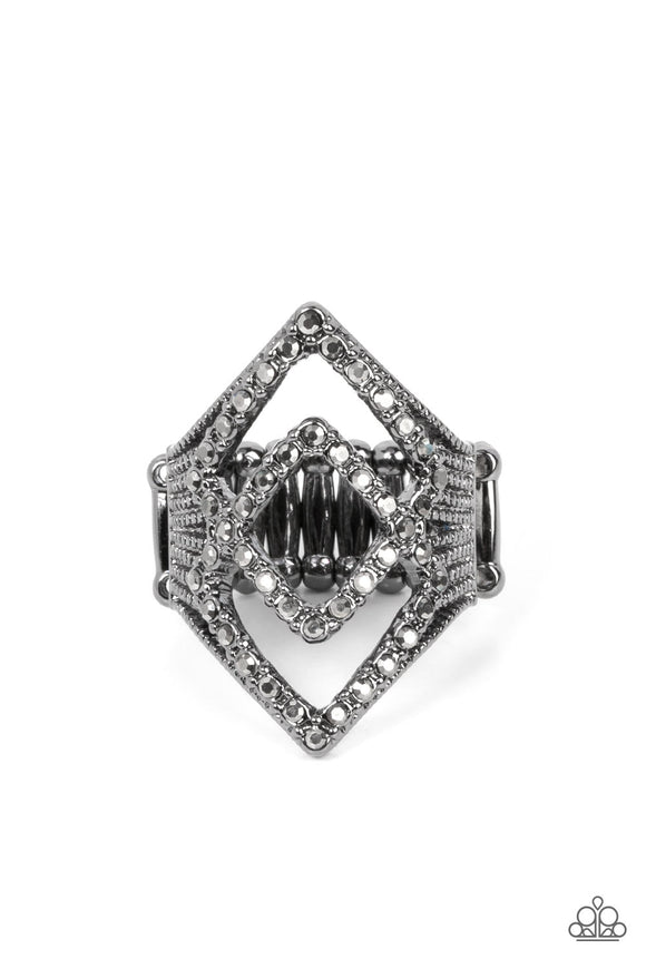 Diamond Duet-Black Ring-Paparazzi Accessories