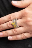 All FLUTTERED Up-Yellow Ring-Paparazzi Accessories