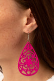 Marine Eden-Pink Earring-Wood-Paparazzi Accessories