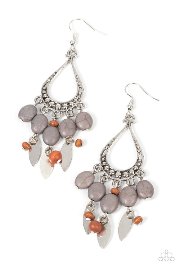 Adobe Air-Silver Earring-Paparazzi Accessories