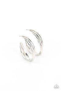 Curvy Charmer-Silver Hoop Earring-Paparazzi Accessories