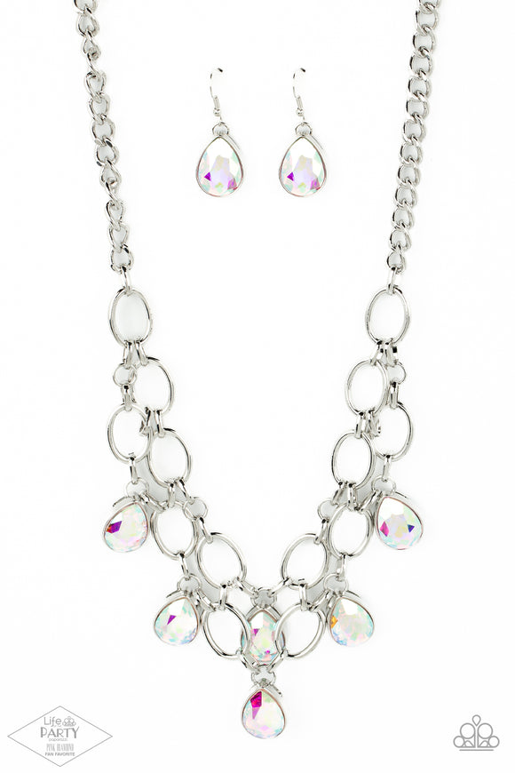 Show-Stopping Shimmer-Multi Necklace-Iridescent-Paparazzi Accessories