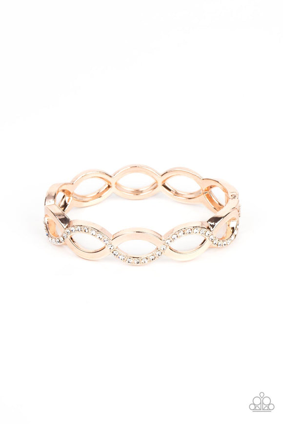 Tailored Twinkle-Rose Gold Hinge Bracelet-Paparazzi Accessories