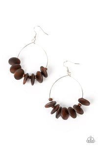Surf Camp-Brown Earring-Wood-Paparazzi Accessories