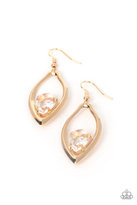 Beautifully Bejeweled-Gold Earrings-Paparazzi Accessories