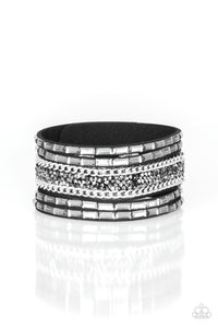 Less Bitter, More Glitter!-Black Wrap Bracelet-Paparazzi Accessories.