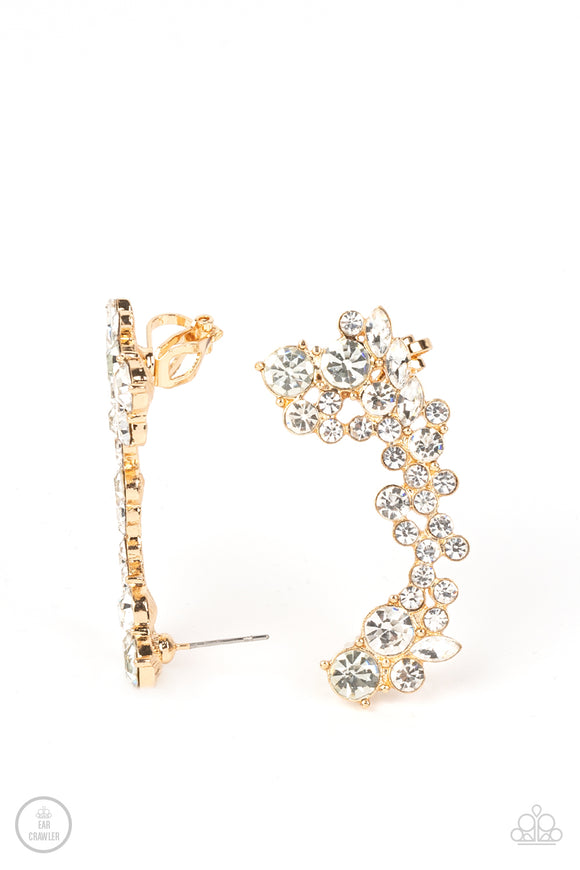 Astronomical Allure-Gold Ear Crawler Earring-Paparazzi Accessories