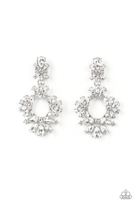 Leave Them Speechless-White Post Earring-Paparazzi Accessories