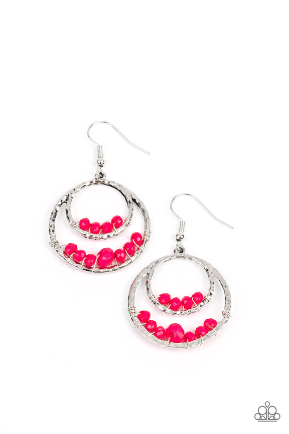 Bustling Beads-Pink Earring-Paparazzi Accessories