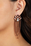 Reach for the SKYSCRAPERS-Copper Post Earring-Paparazzi Accessories