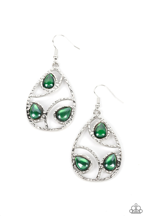 Send the BRIGHT Message-Green Earring-Paparazzi Accessories