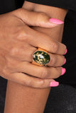 Gold Leaf Glam-Black Ring-Gold-Paparazzi Accessories