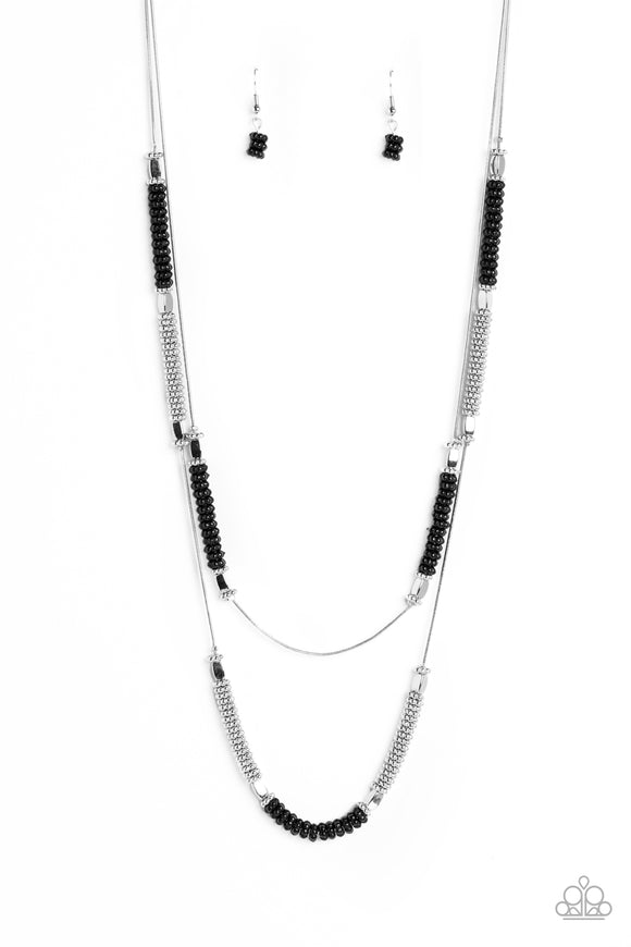 Caviar Chic-Black Necklace-Paparazzi Accessories