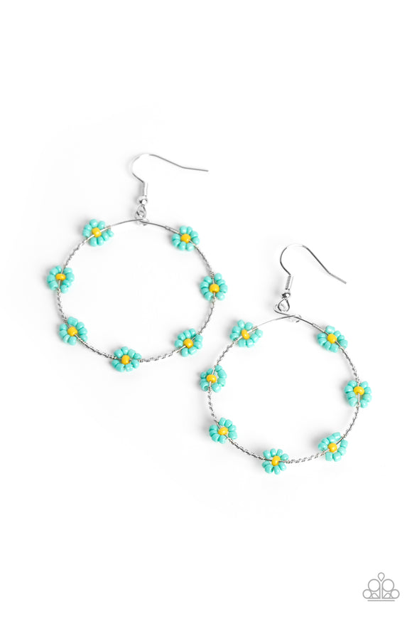 Dainty Daisies-Blue Earring-Seed Bead-Paparazzi Accessories