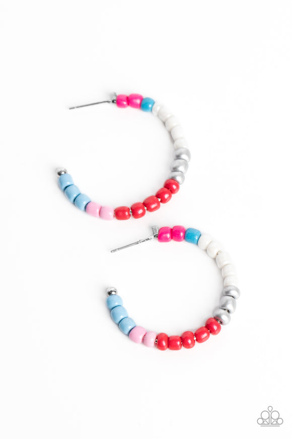 Multicolored Mambo-Pink Multi Hoop Earring-Paparazzi Accessories
