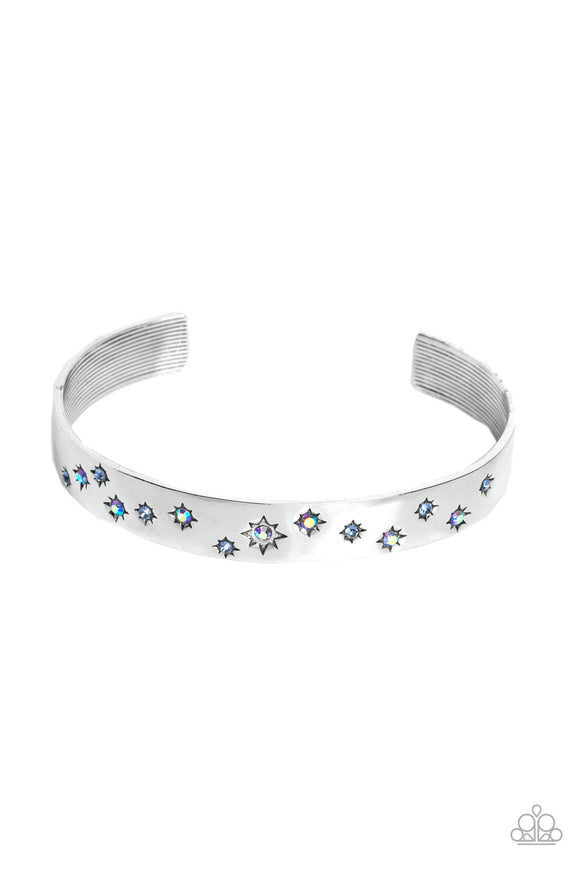Starburst Shimmer-Blue Cuff Bracelet-Paparazzi Accessories