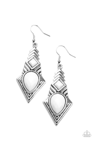 Stylishly Sonoran-White Earring-Paparazzi Accessories